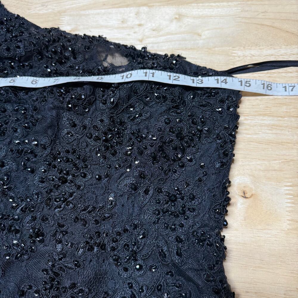 Mac Duggal NWT Illusion Corset Beaded Floral Black One Shoulder Dress Size 2 - Picture 7 of 10